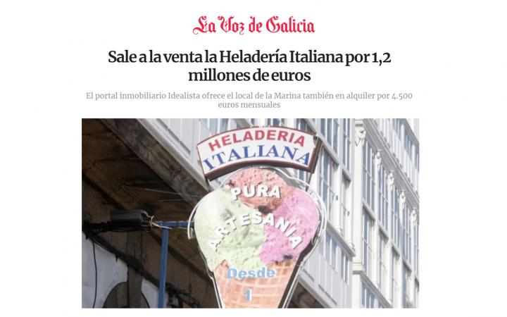 Heladería Italiana venta Galicia