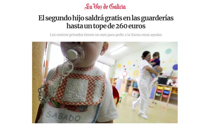 Gratuidad segundo hijo guarderías Galicia