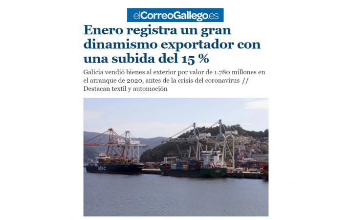 Exportaciones Galicia enero subida