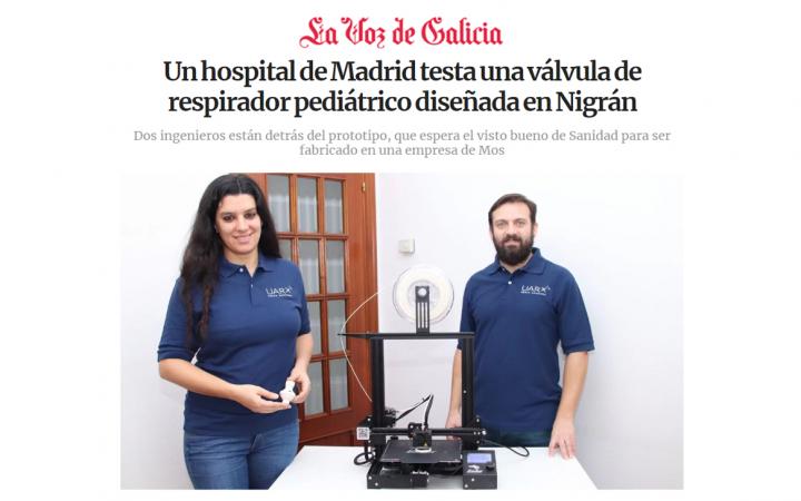 Válvula de respirador pediátrico diseñada en Nigrán