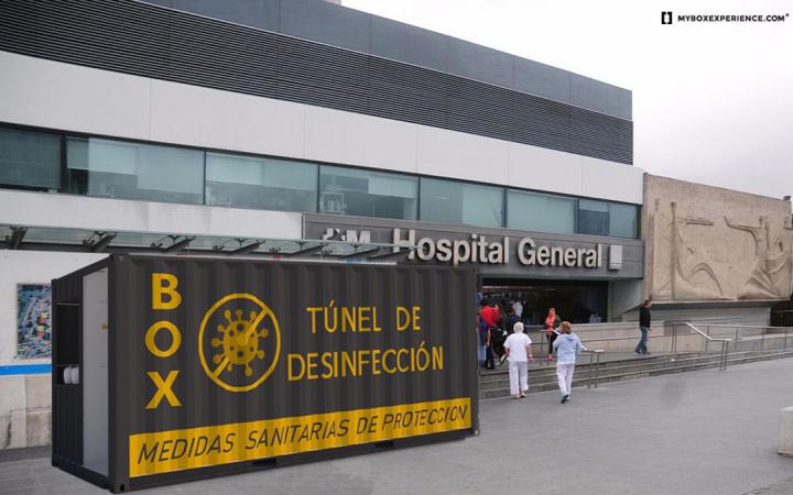Recreación del box en la entrada de un hospital. Foto: MyBOXExperience