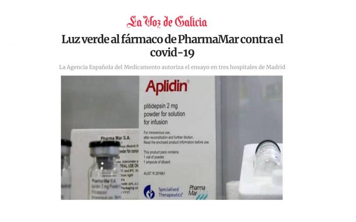 Luz verde fármaco PharmaMar Galicia coronavirus
